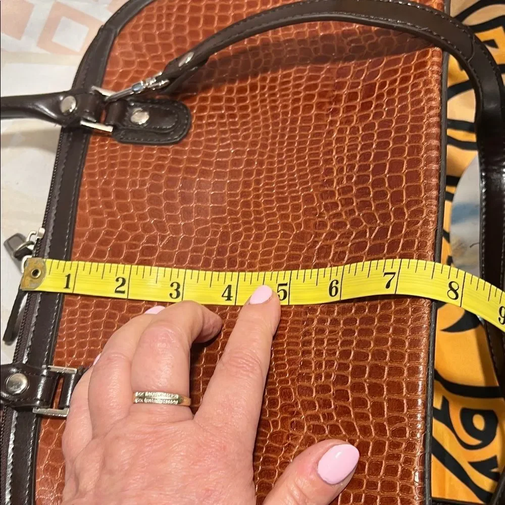 Elegant Brown Crocodile Pattern Satchel